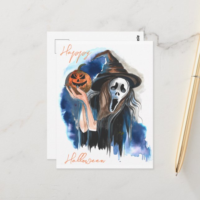 Carte postale Halloween (Devant/Arrière en situation)