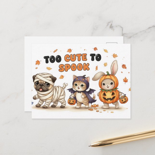 Carte postale Halloween (Devant/Arrière en situation)