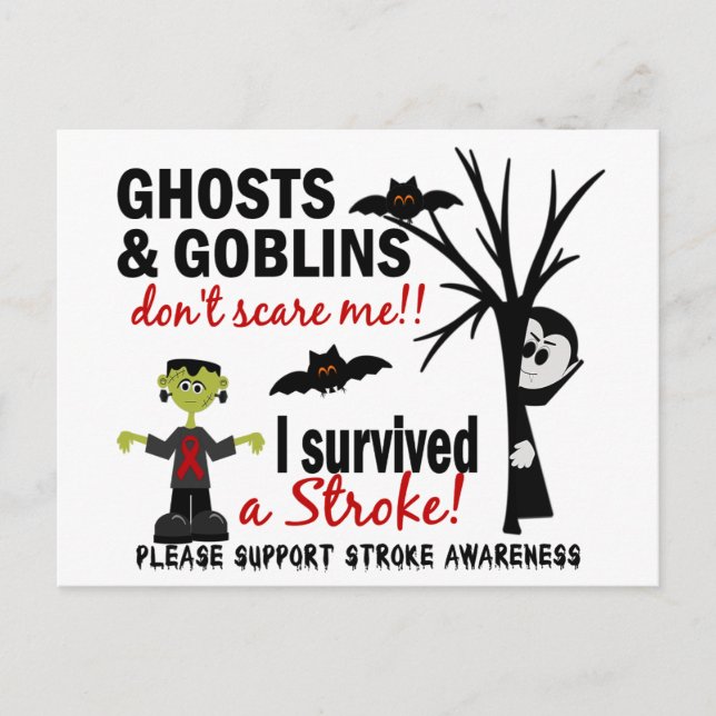 Carte Postale Halloween 1 Stroke Survivant (Devant)