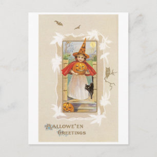 Carte Postale Halloween à l'ancienne, sorcière