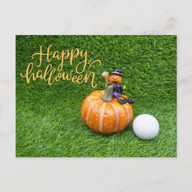 Carte Postale Halloween au golfeur avec balle de golf (Devant)