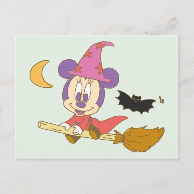 Carte Postale Halloween Baby Minnie sorcière (Devant)