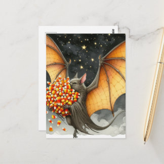 Carte Postale Halloween Bat With Candy