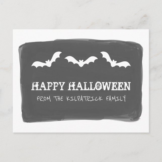 Carte postale Halloween Bats couleur blanc noir (Devant)