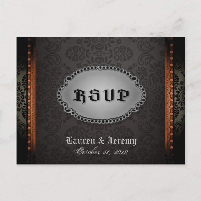 Carte postale Halloween Black Grey Orange gothique (Devant)