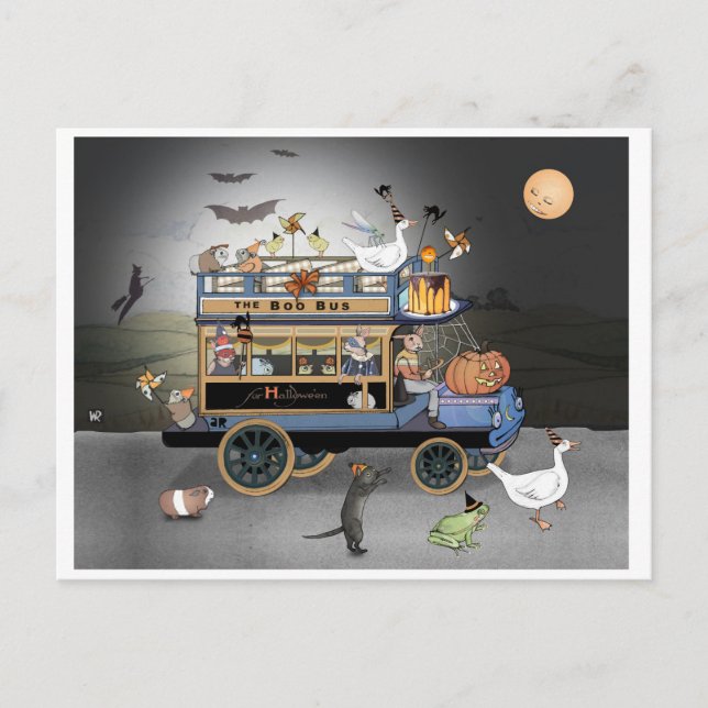 Carte Postale Halloween Boo ! Bus (Devant)