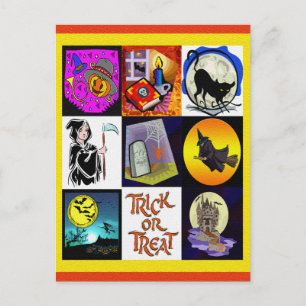 Carte Postale Halloween Cartoon Montage