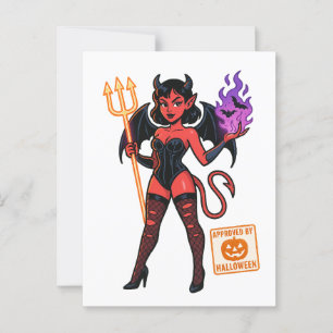 Carte Postale Halloween Cartoon Succubus - Sombre et Jouant