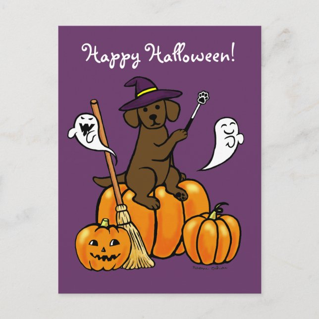 Carte Postale Halloween Chocolat Labrador Carton 2 (Devant)