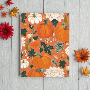Carte Postale Halloween citrouille, Botanique Orange Vert Automn