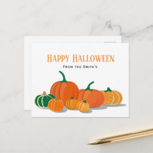 Carte Postale Halloween Citrouille orange
