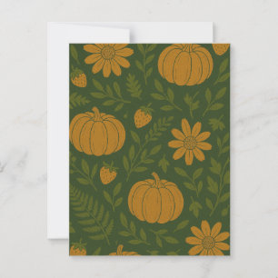 Carte Postale Halloween citrouille, verdure botanique et automne