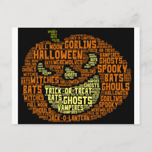 Carte Postale Halloween Citrouille Word Cloud-Word Art