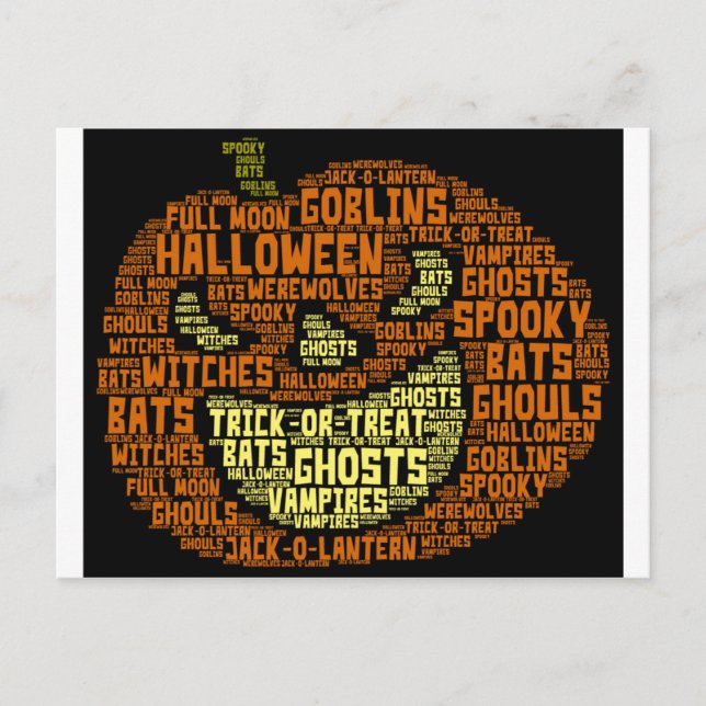 Carte Postale Halloween Citrouille Word Cloud-Word Art (Devant)
