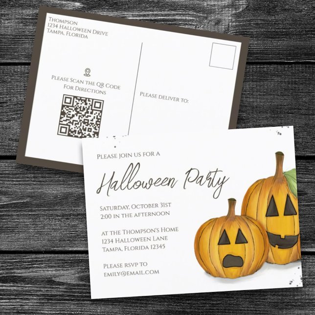 Carte Postale Halloween Citrouilles mignons Jack Médias sociaux  (Créateur téléchargé)