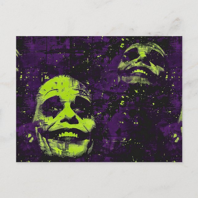 Carte Postale Halloween Clown Déplaisant saison Éffrayante pourp (Devant)