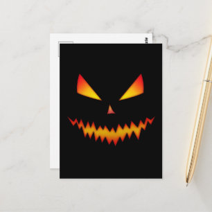 Carte Postale Halloween Cool visage effrayant de Jack O'Lantern