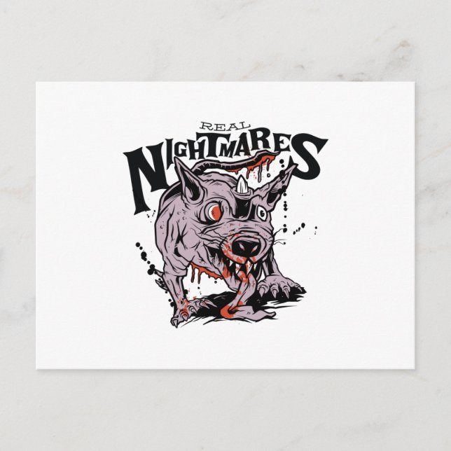 Carte Postale Halloween créature de rat Zombie cauchemars réels (Devant)