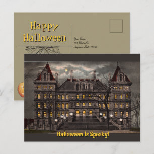 Carte postale Halloween de la maison hantée