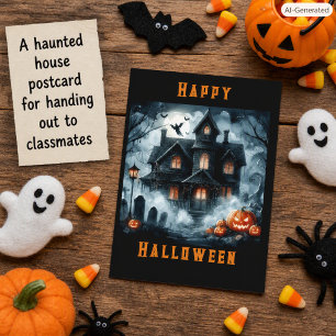 Carte postale Halloween de maison hantée effrayant