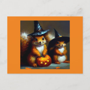 Carte Postale Halloween des écureuils