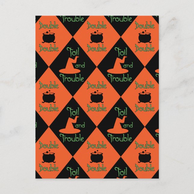 Carte Postale Halloween double, double, huile et problèmes (Devant)