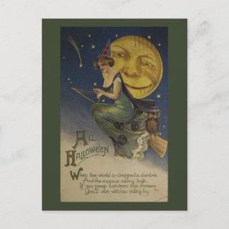 Carte Postale Halloween drôle vintage Chouette rare