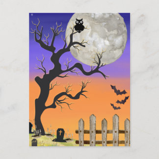 Carte postale Halloween du cimetière