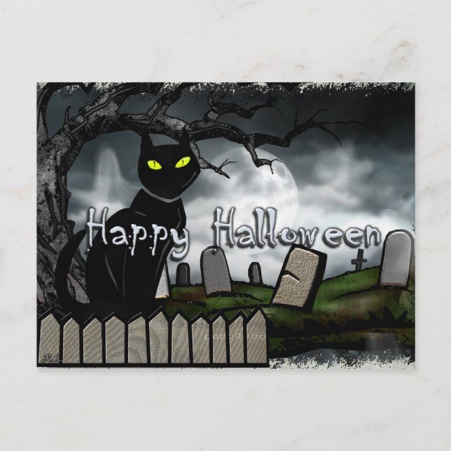 Carte Postale Halloween du cimetière des hirondelles (Devant)