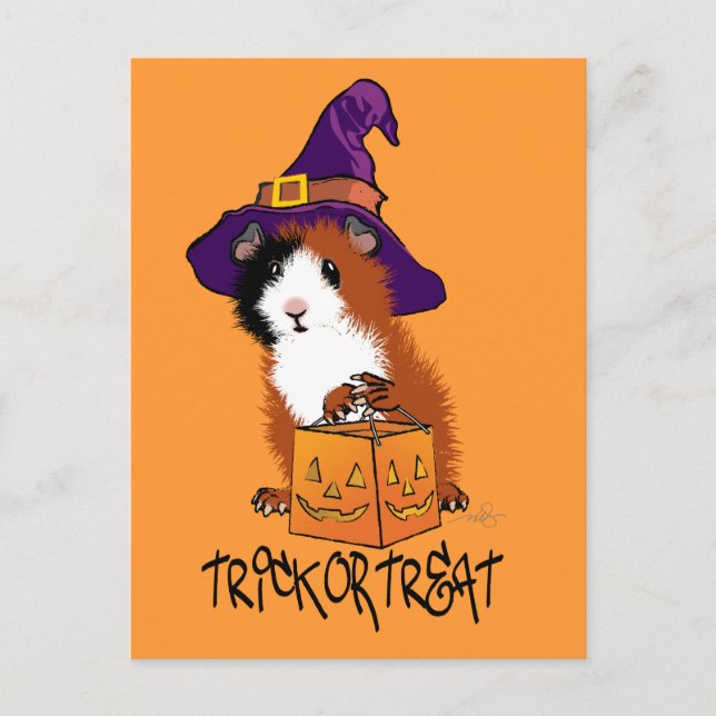 Carte Postale Halloween du cochon de Guinée (Devant)