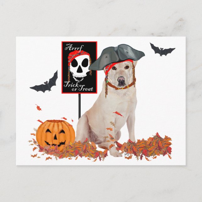 Carte Postale Halloween du Labrador jaune (Devant)