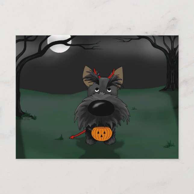 Carte Postale Halloween écossais Terrier (Devant)