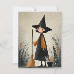 Carte Postale Halloween éffrayant Cute Witch