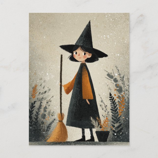 Carte Postale Halloween éffrayant Cute Witch (Devant)