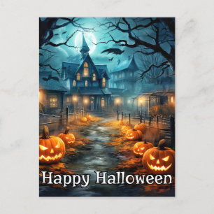 Carte Postale Halloween éffrayant et lumineux Nefarious Citrouil