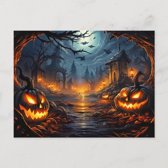 Carte Postale Halloween éffrayant Graveyard (Devant)