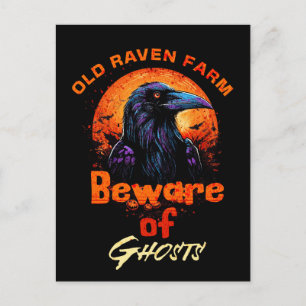 Carte Postale Halloween Éffrayant Old Raven
