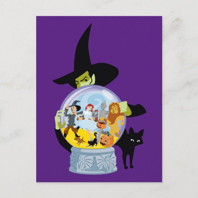 Carte Postale Halloween en cristal de sorcière méchante (Devant)