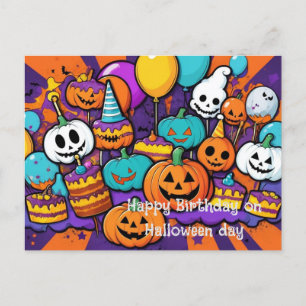 Carte postale Halloween et Anniversaire
