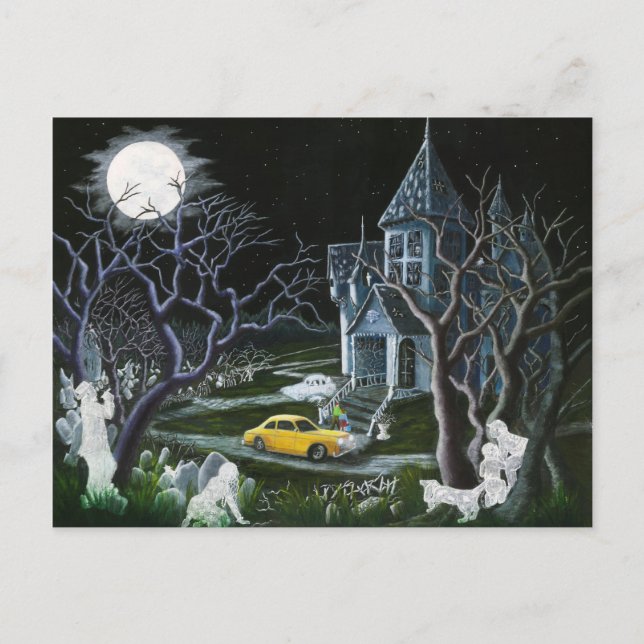 Carte Postale Halloween, fantômes, hanté, maison, mansion (Devant)