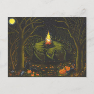 Carte Postale Halloween, feu de joie, sorcières, four, magie, da