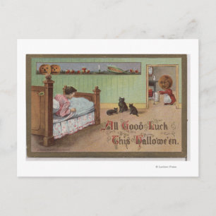 Carte Postale Halloween GreetingKid dans le lit
