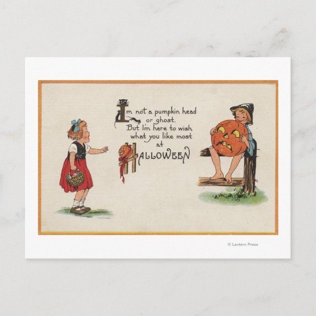 Carte Postale Halloween GreetingKid sur la clôture (Devant)