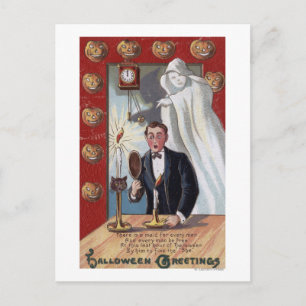 Carte Postale Halloween GreetingMan et Ghost
