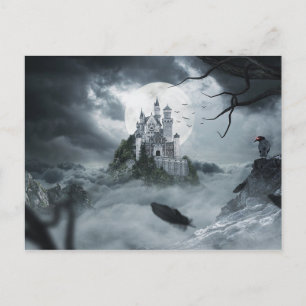 Carte Postale Halloween Haunted Castle House nuit effrayant