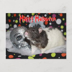 Carte Postale Halloween heureux - Voiture Postale Rat