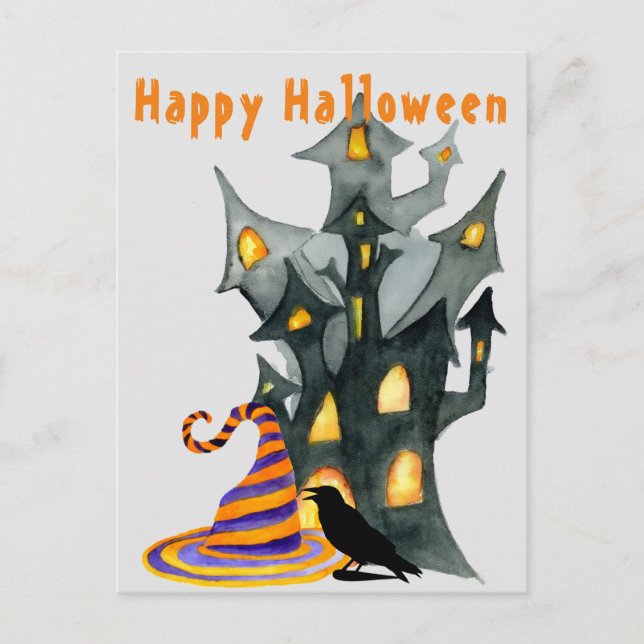 Carte postale Halloween House & Casquette (Devant)