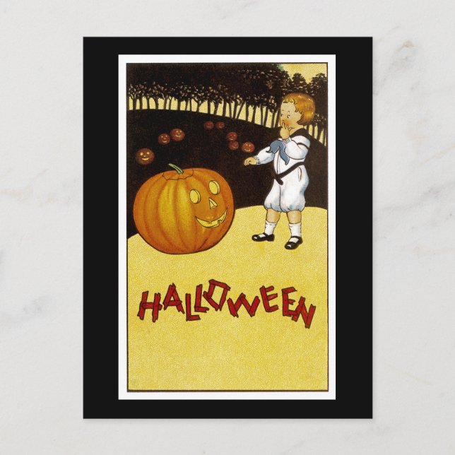 Carte Postale Halloween Jack o'Lantern Citrouille Patch (Devant)