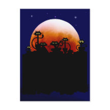 Carte postale Halloween Kitties et Halloween Moon