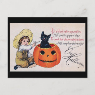 Carte Postale Halloween, laissez les goblins loin de la Vintage